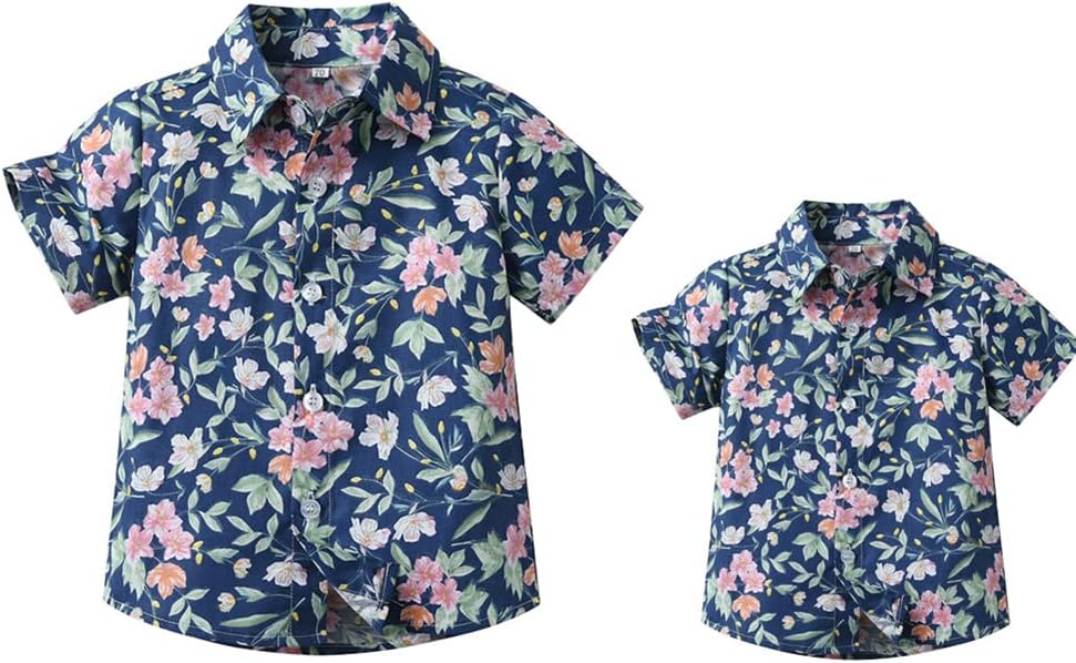 Daddy and Me Matching Outfits Hawaiian Father and Son Matching Shirts for Family Photoshoot Summer Men Boys Father's Day Tops