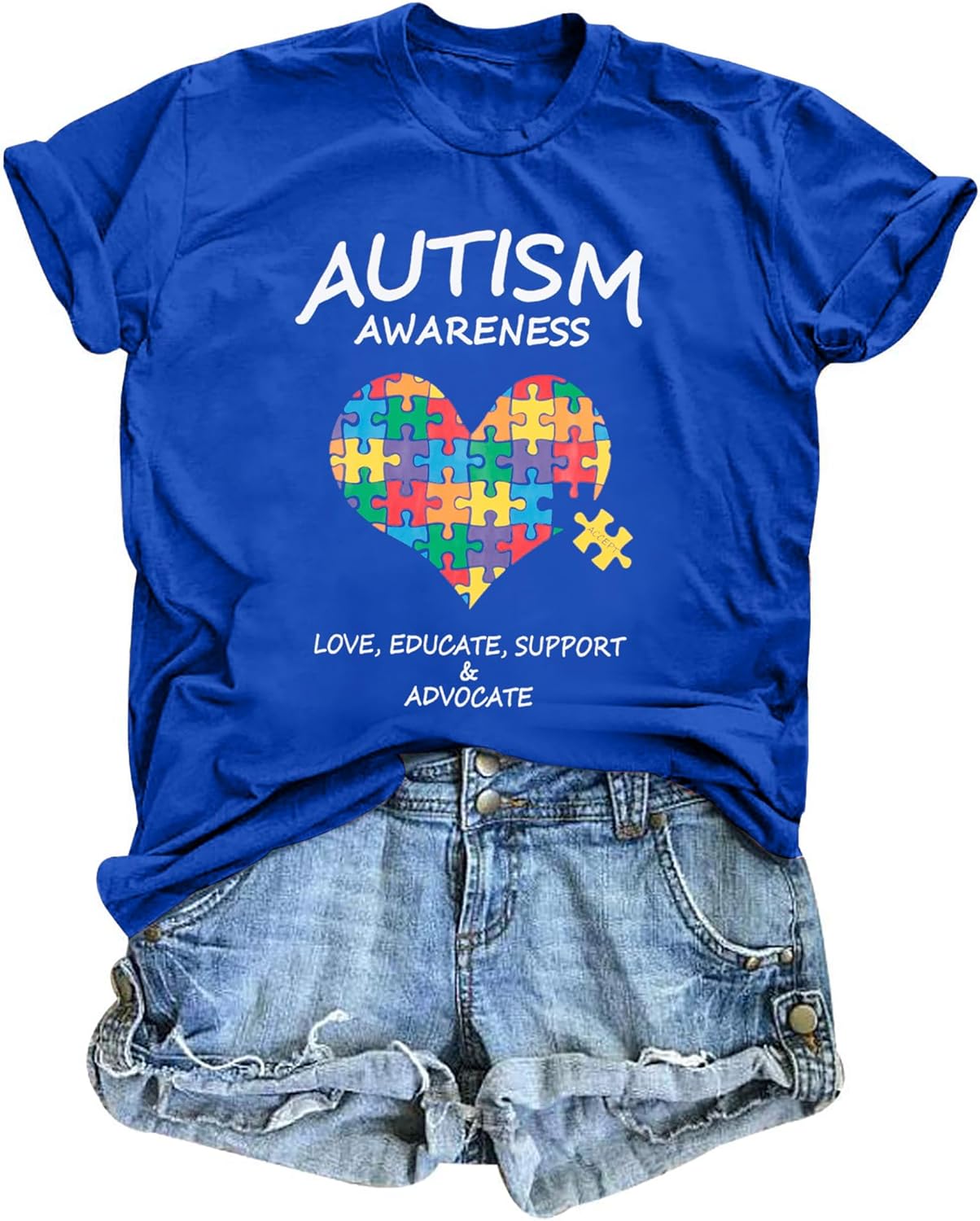Women Autism Awareness Shirt Autistic Support Shirt Funny Letter Print Casual Mental Health Short Sleeve Shirt