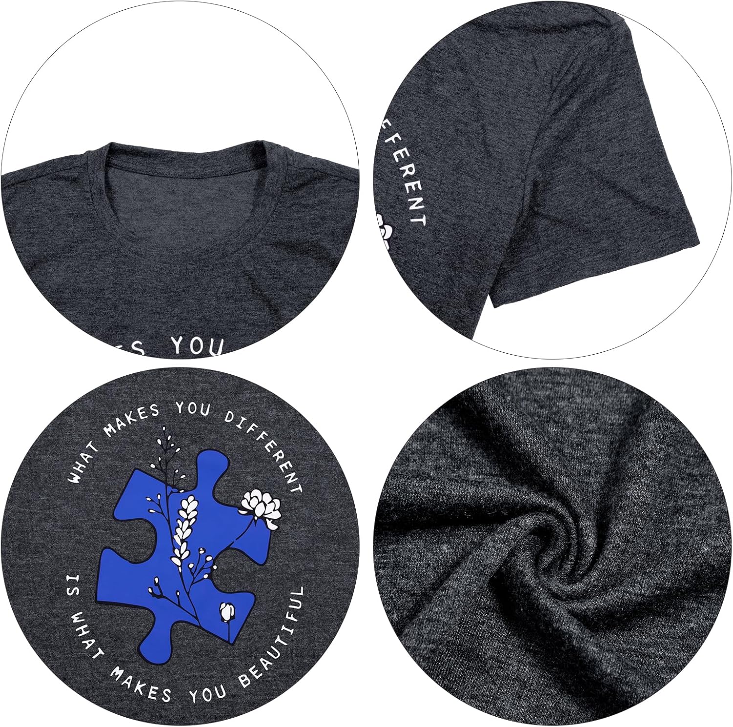 Autism Awareness Shirt Women: Autism Acceptance T-Shirt Autistic Support Graphic Tees Tops Be Kind Short Sleeve Outfit