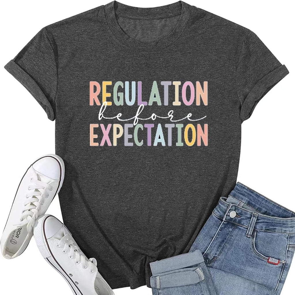 Teacher Shirts Autism Speech Therapy Shirt for Women Sped Teacher T-Shirt Inspirational Letter Print Graphic Tee Top