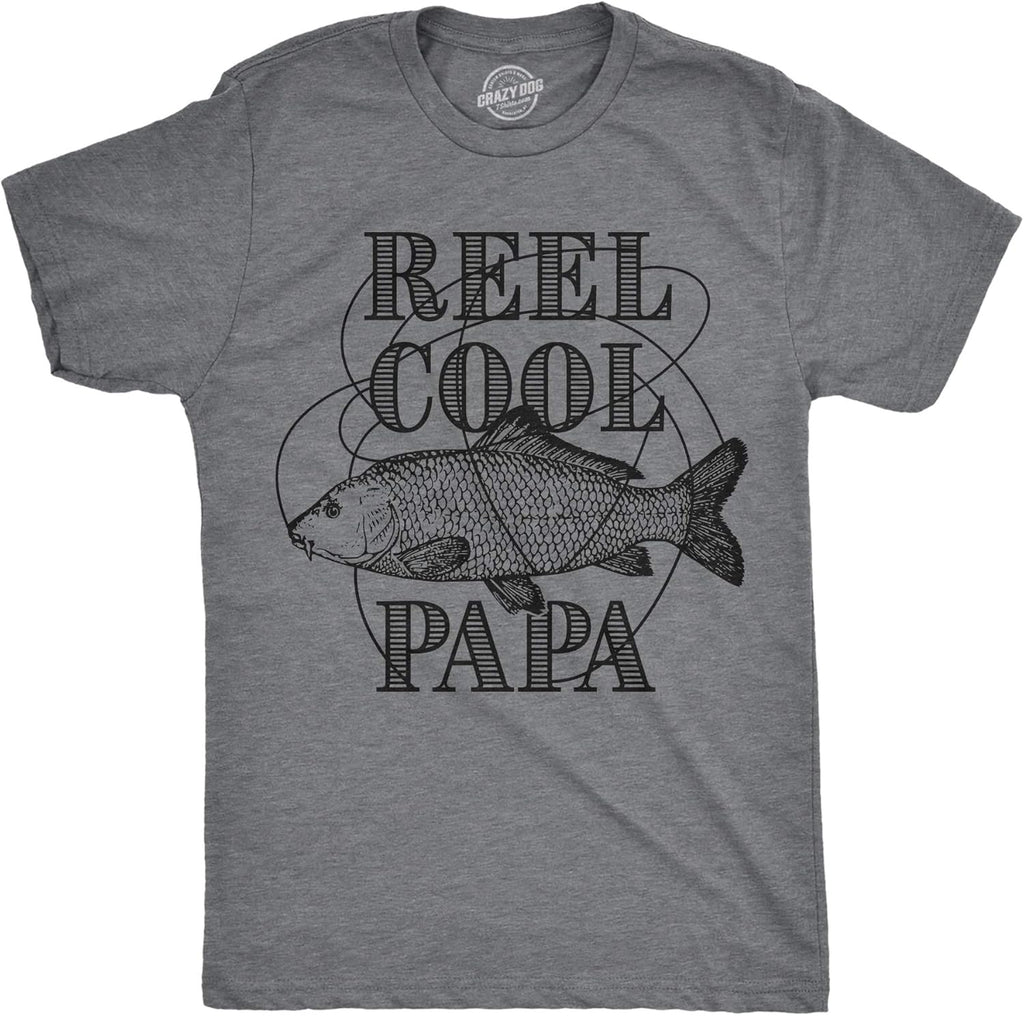 Crazy Dog Dad Fishing Shirts Funny Father's Day Reel Cool Dad Papa Grandpa Tees
