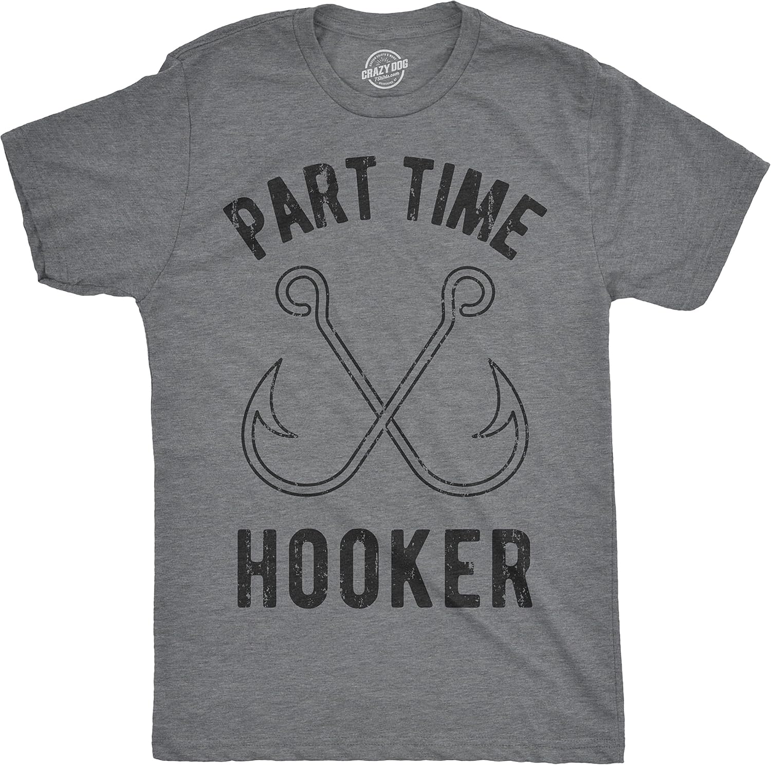 Crazy Dog Mens T Shirt Funny Fishing Joke Tees Novelty Fisherman Shirts