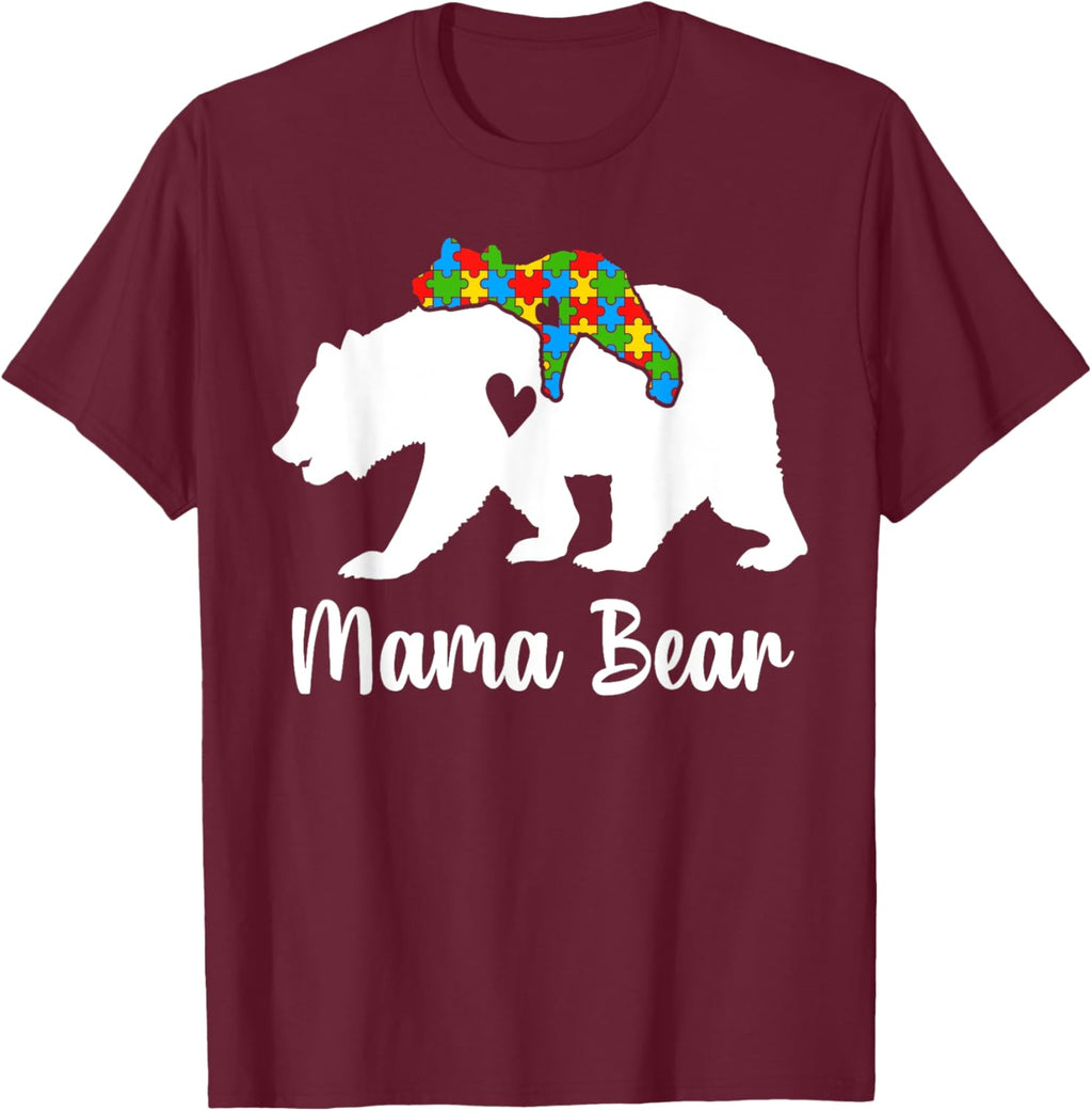 Mama Bear Love Support Autism Awareness Bear Family