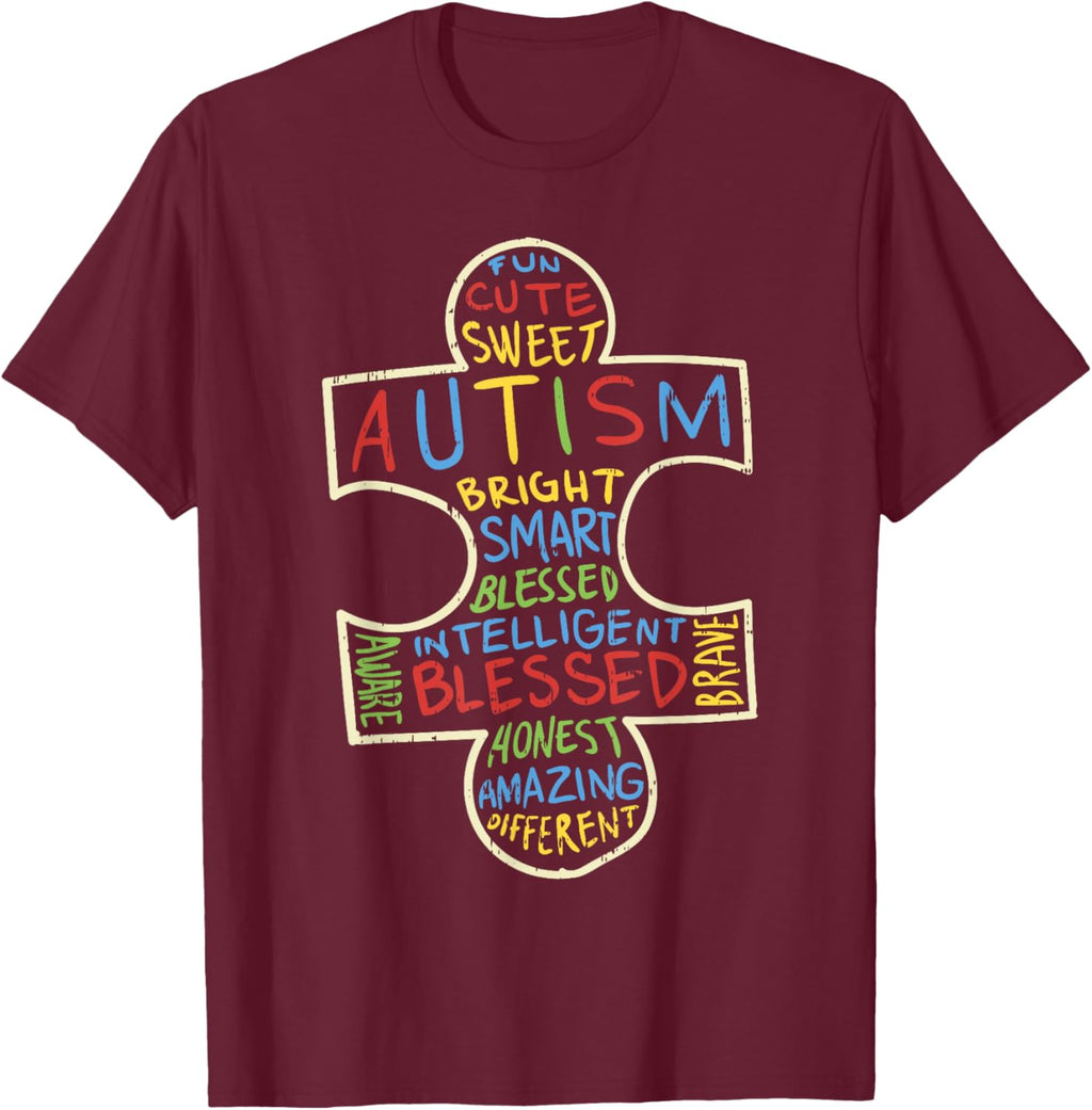 Autism Awareness Shirt Puzzle Piece Words Autistic Gift