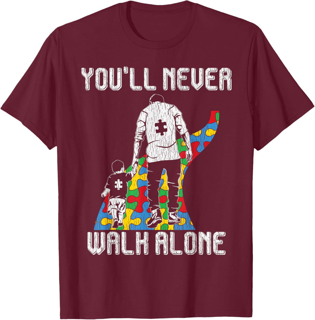 Vintage Father Son Family Autistic Kids Autism Awareness Dad