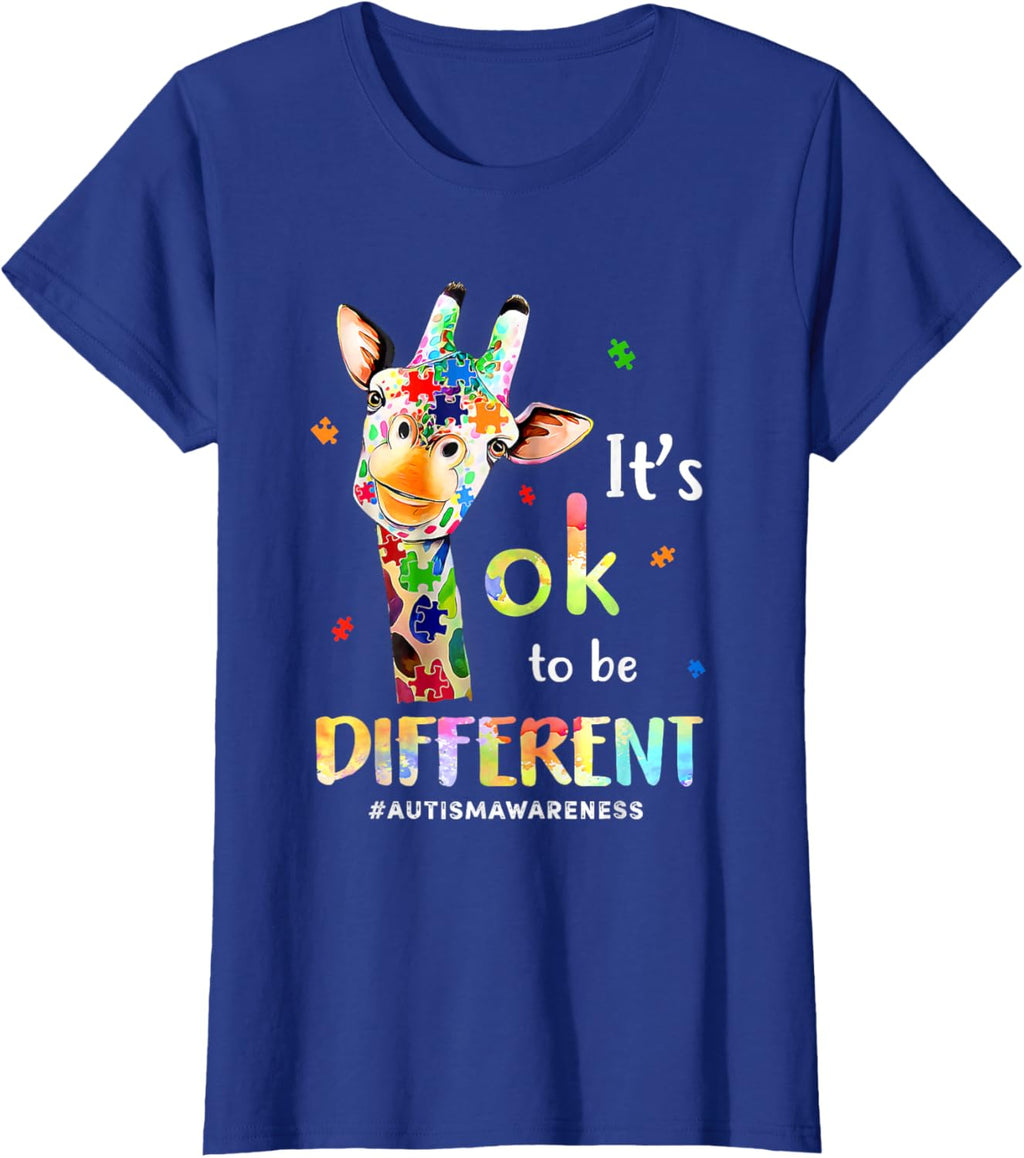 Autism Awareness Cute Giraffe Animal Its Ok To Be Different