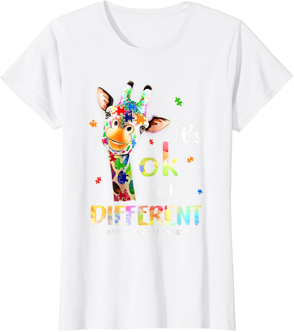 Autism Awareness Cute Giraffe Animal Its Ok To Be Different