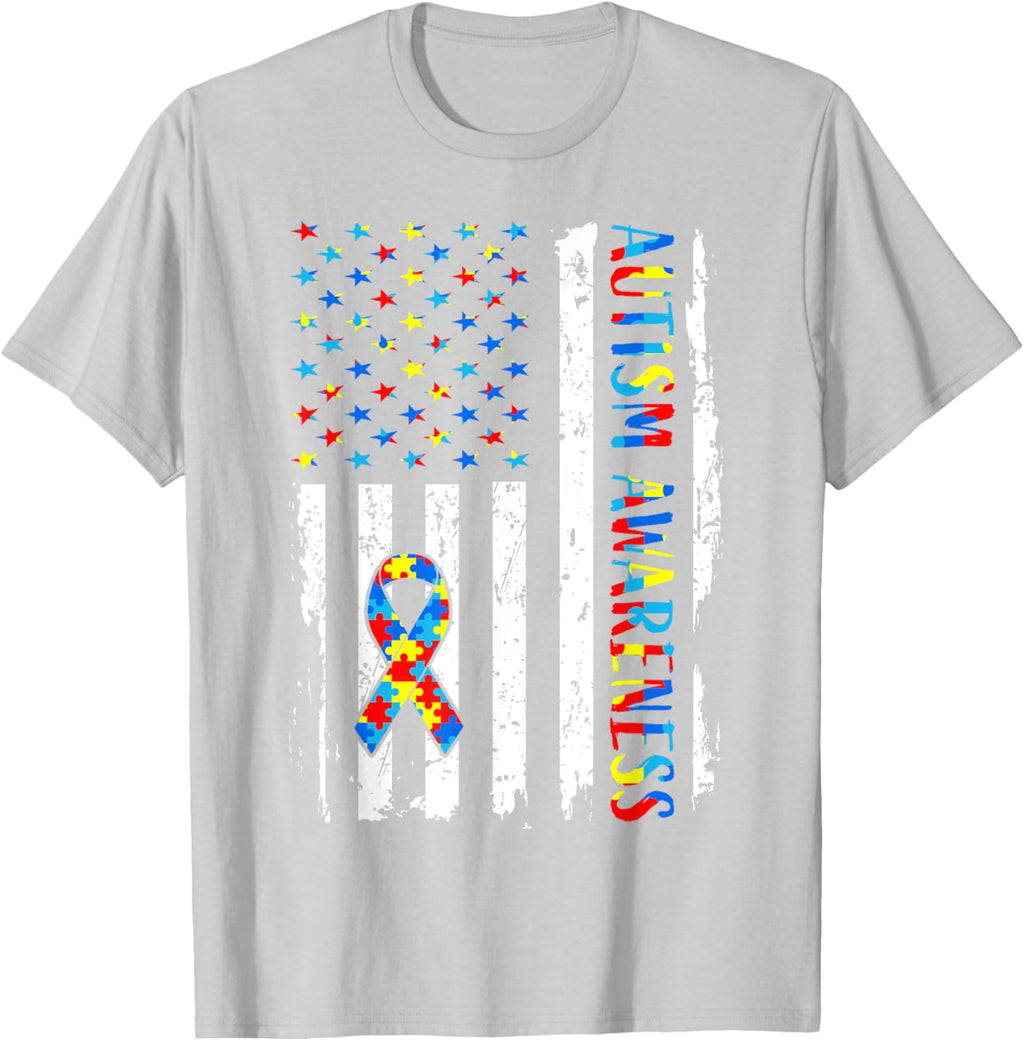 Autism Awareness Mom Dad USA flag Autistic Awareness Autism
