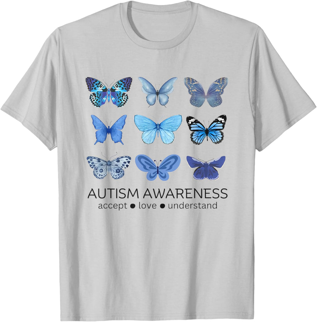 Women In April We Wear Blue Butterfly Autism Mental Health