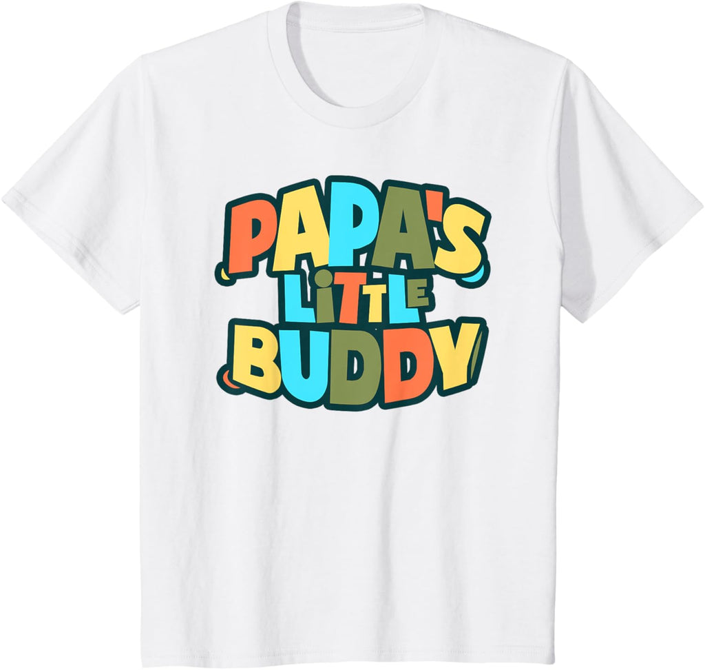 Kids Papa's Little Buddy Shirt Cute Toddlers Fathers Day Outfit