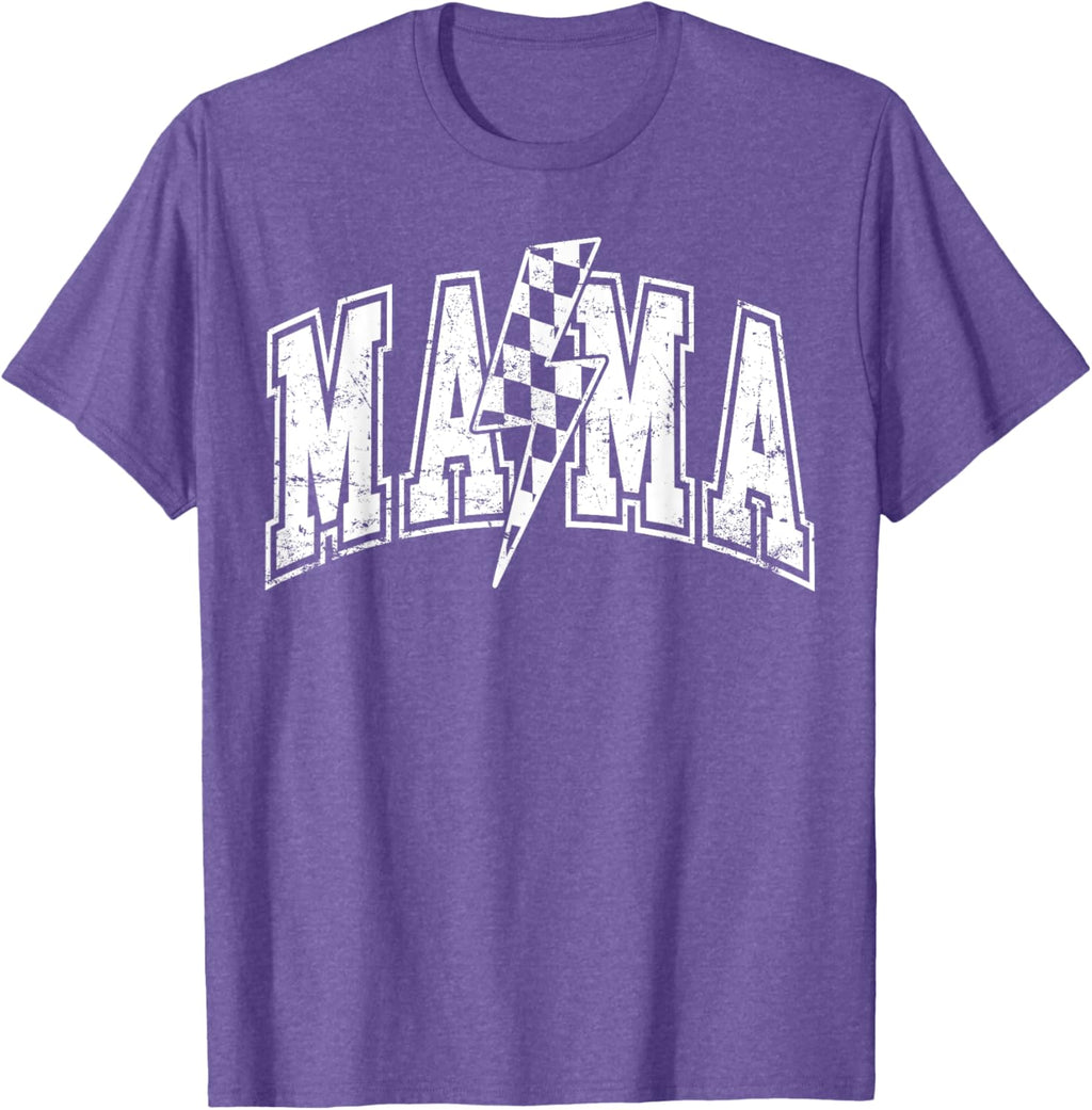 Mama Lightning Bolt Checkered Varsity Mom Women Mother's Day Mother Shirt