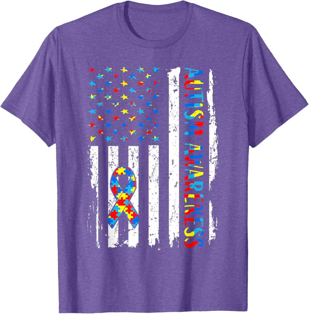 Autism Awareness Mom Dad USA flag Autistic Awareness Autism