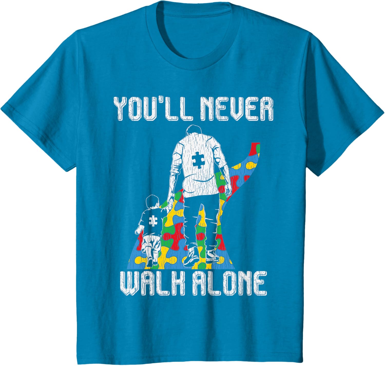 Vintage Father Son Family Autistic Kids Autism Awareness Dad