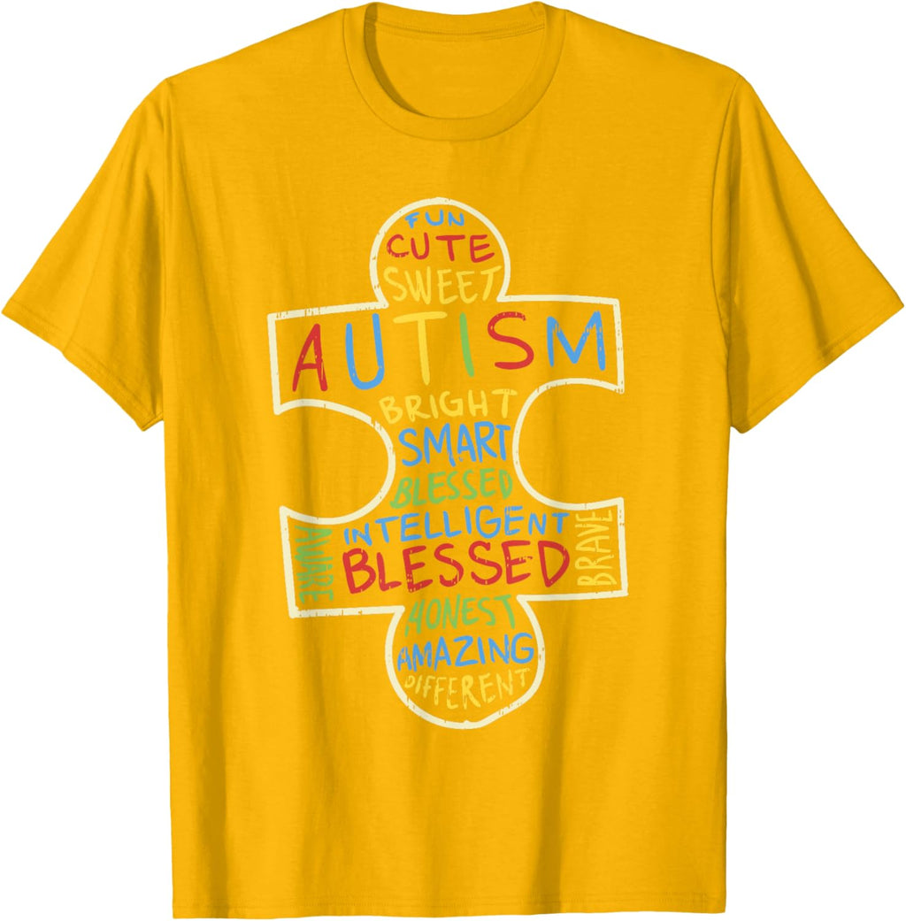 Autism Awareness Shirt Puzzle Piece Words Autistic Gift