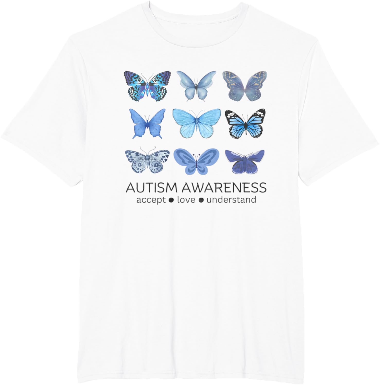 Women In April We Wear Blue Butterfly Autism Mental Health