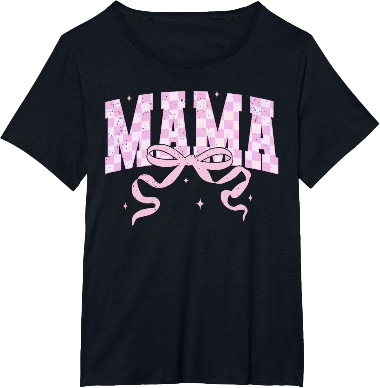 Retro Checkered Mama Coquette Mother's Day Pink Bow