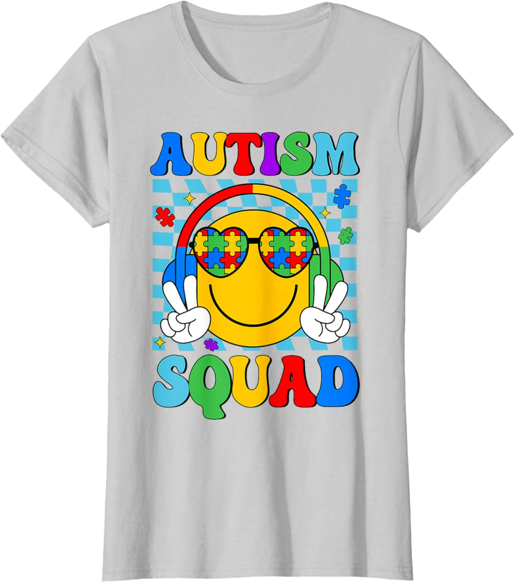 Autism Awareness Autism Squad Support Smile Face Women Men