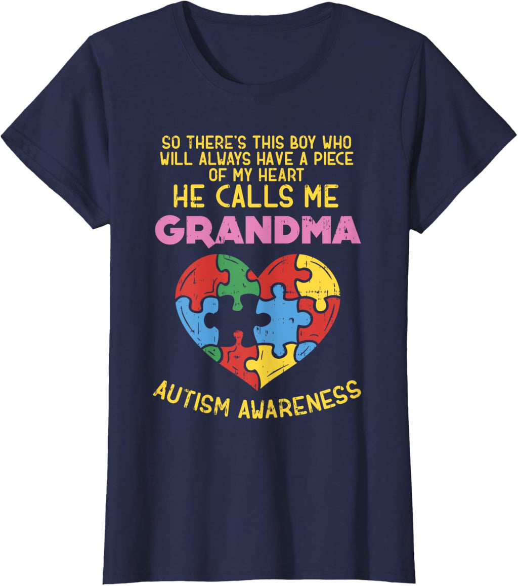 Grandma Autism Awareness Shirt Austistic Boy Piece My Heart