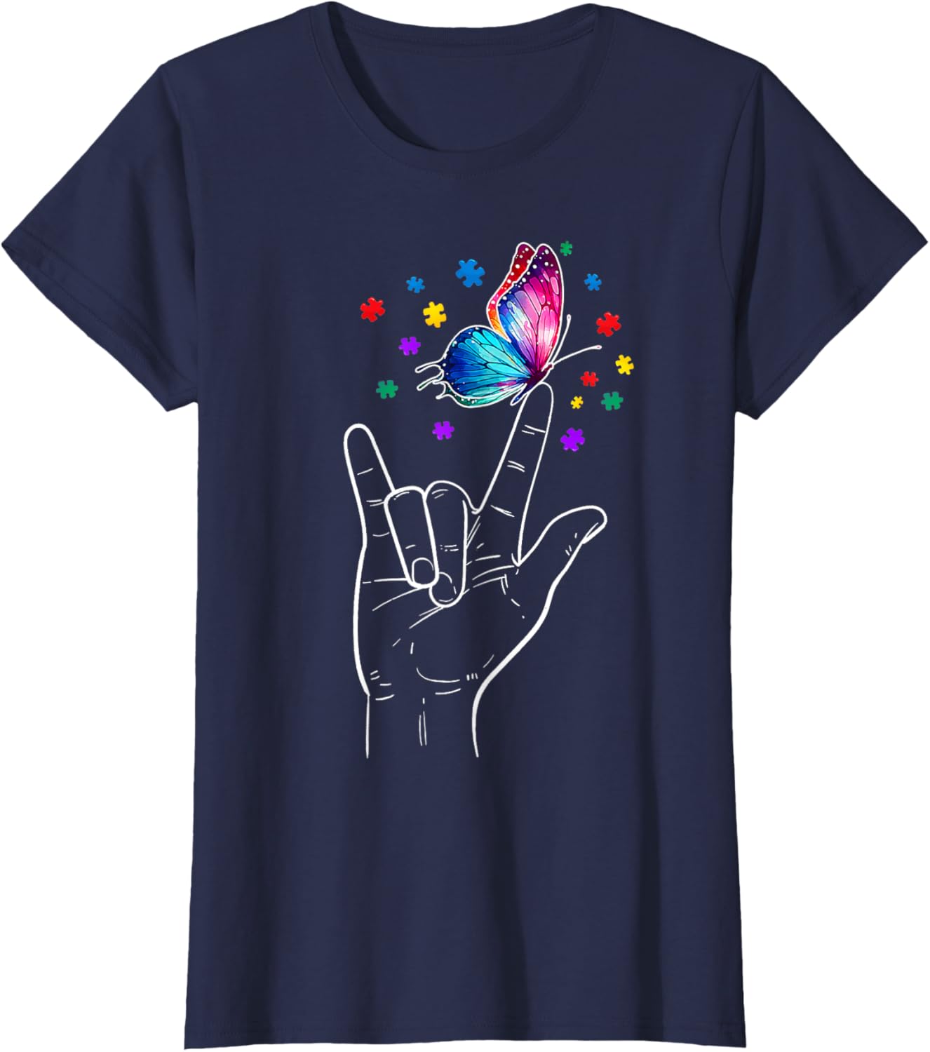 I Love You Hand Sign Language Butterfly Autism Awareness