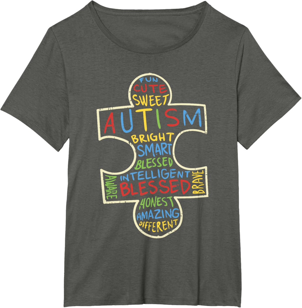 Autism Awareness Shirt Puzzle Piece Words Autistic Gift