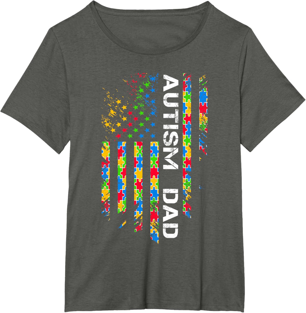 Autism Dad Awareness American Flag USA