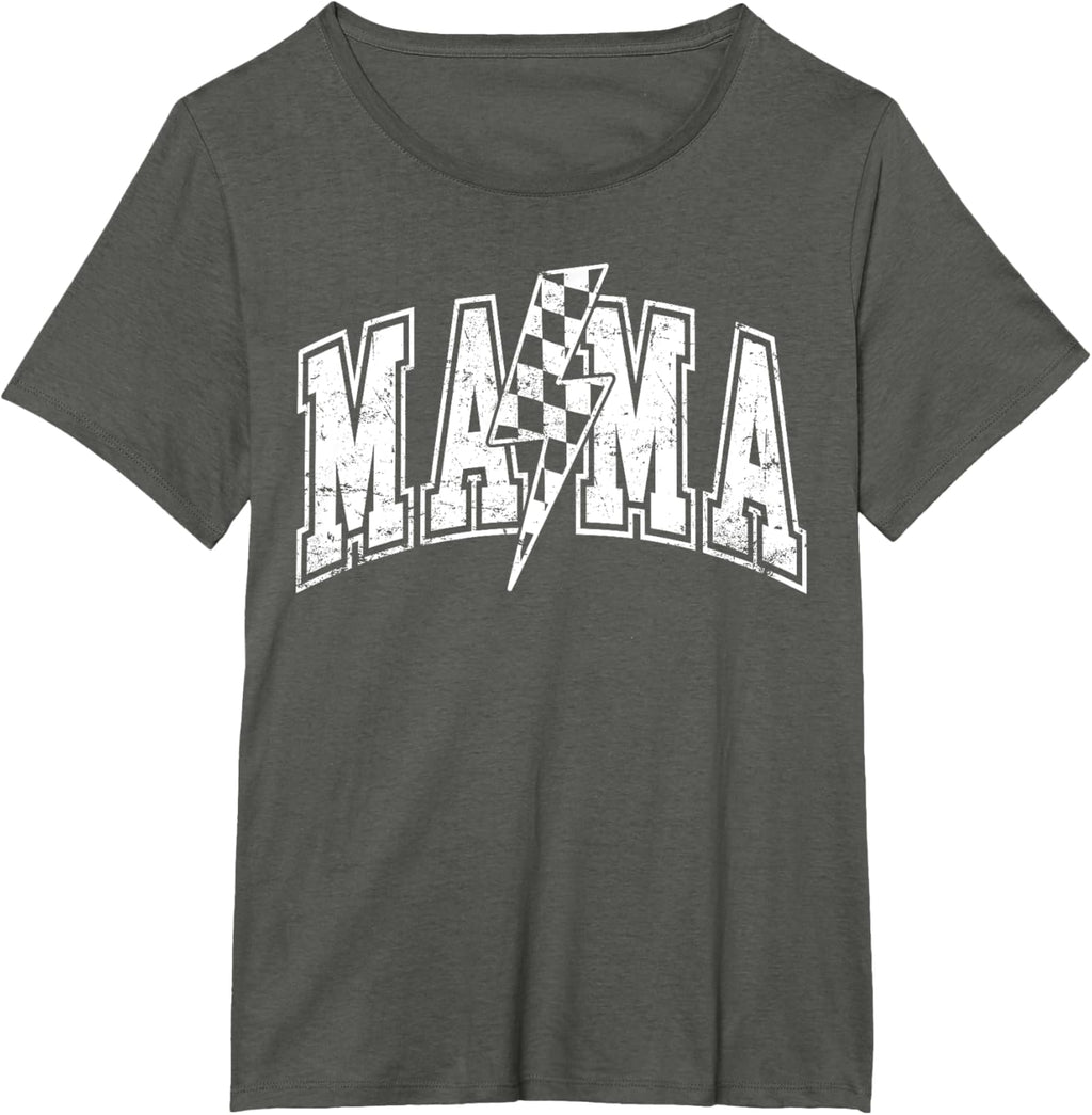 Mama Lightning Bolt Checkered Varsity Mom Women Mother's Day Mother Shirt