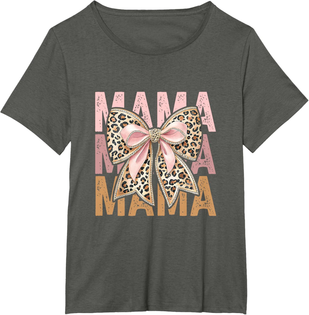 Retro Leopard Mama,Cute Mom Retro Coquette Bow Mother's Day