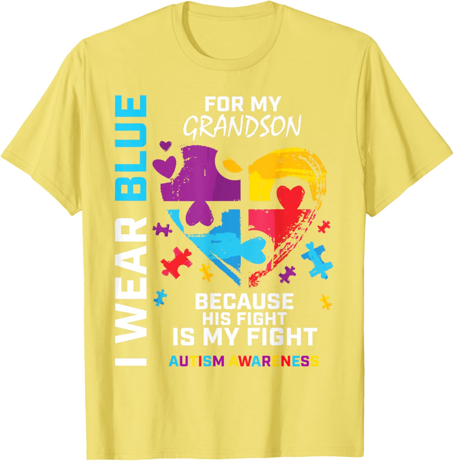 Grandma Grandpa I Wear Blue For My Grandson Autism Awareness