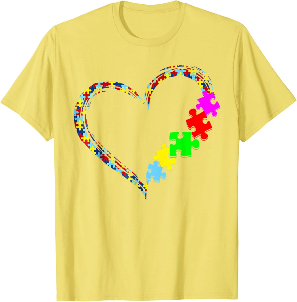 Autism Awareness Love Heart Puzzle Piece Gift Men Women