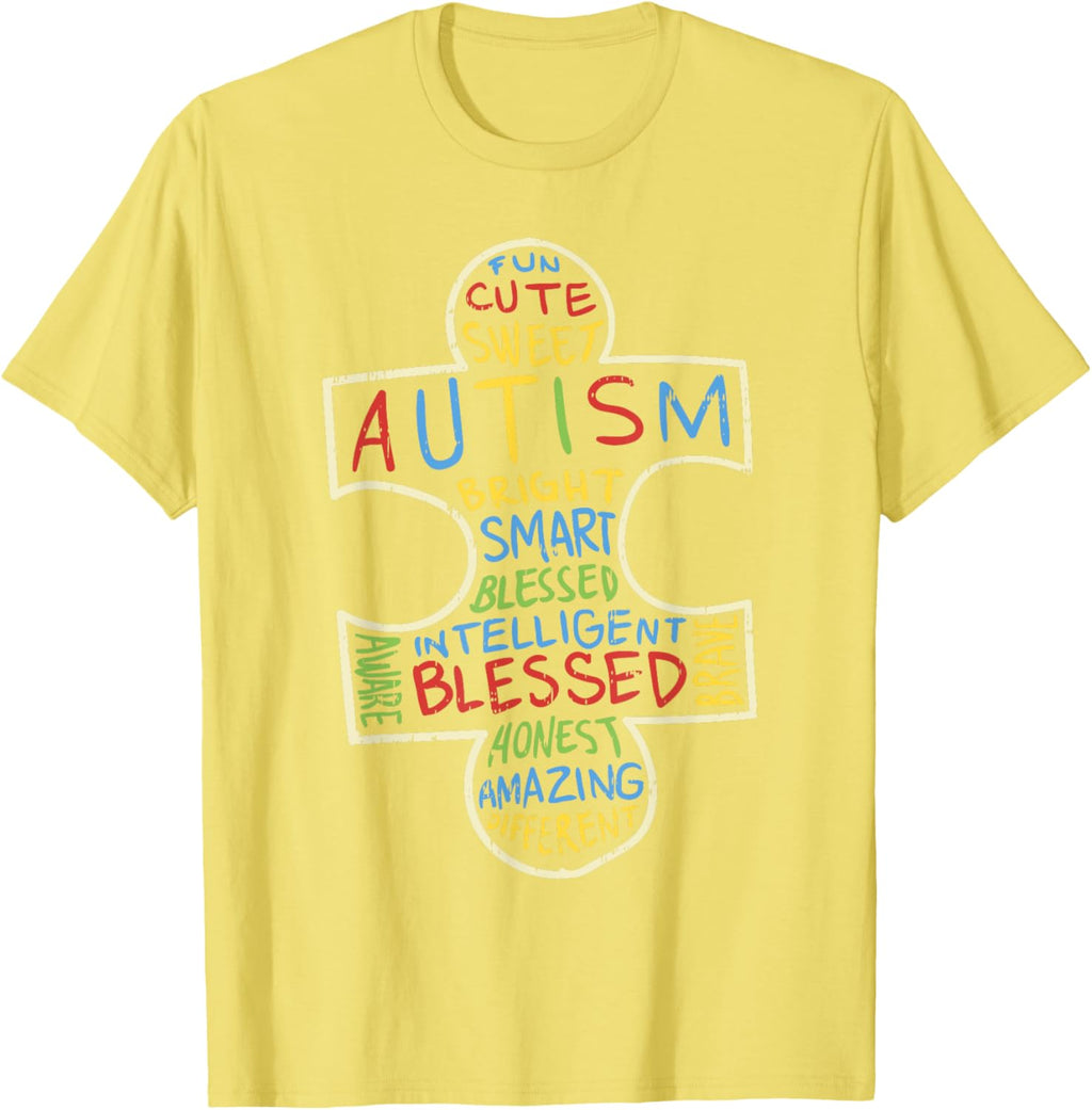 Autism Awareness Shirt Puzzle Piece Words Autistic Gift