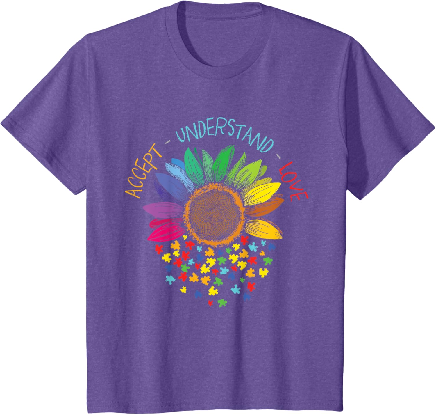 Autism Awareness Accept Understand Love ASD Rainbow Flower