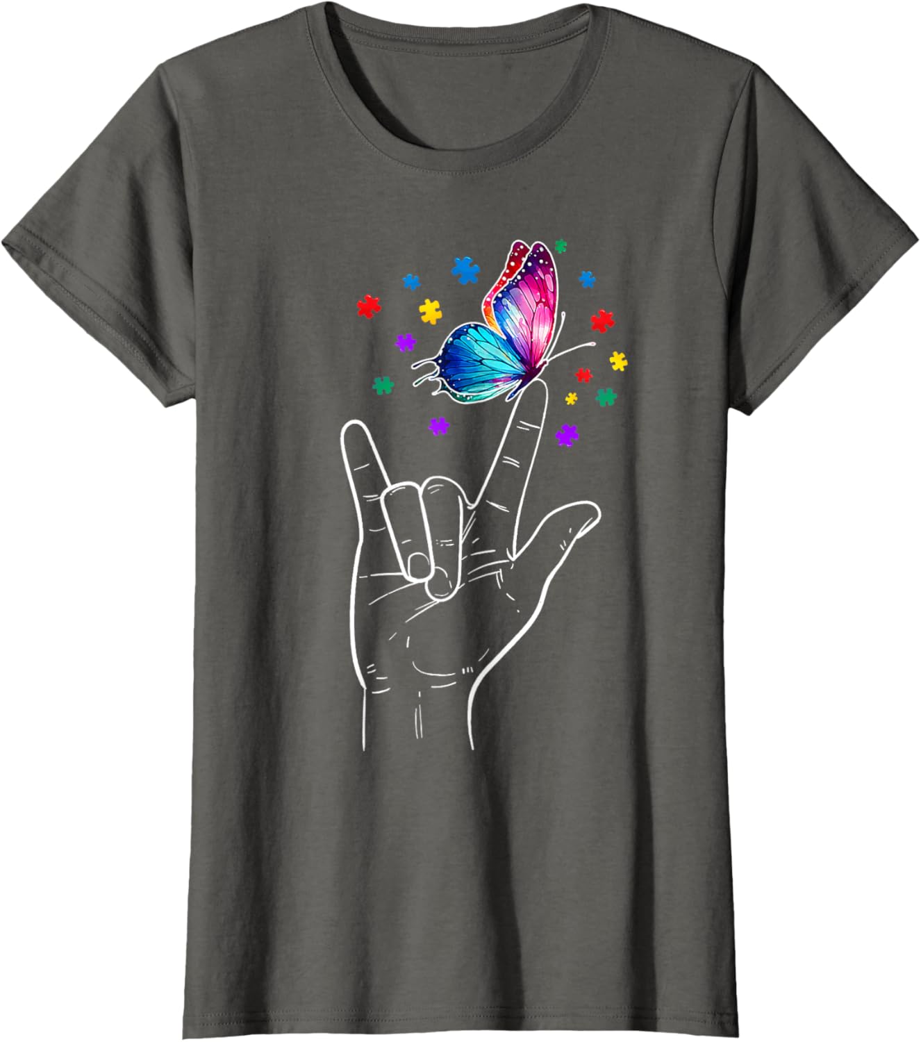 I Love You Hand Sign Language Butterfly Autism Awareness
