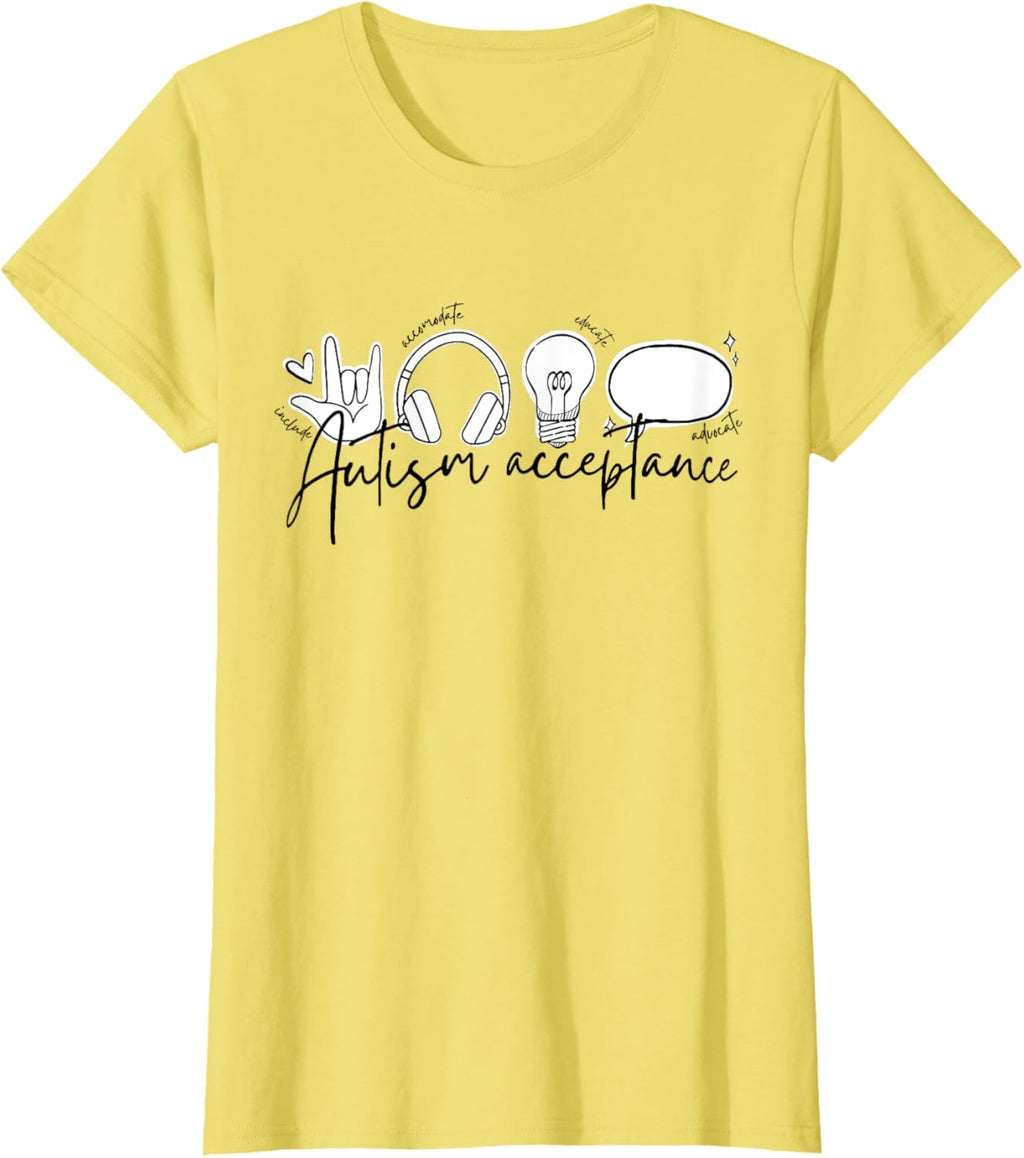 Autism Awareness Acceptance Shirt Support Mom Women Kid