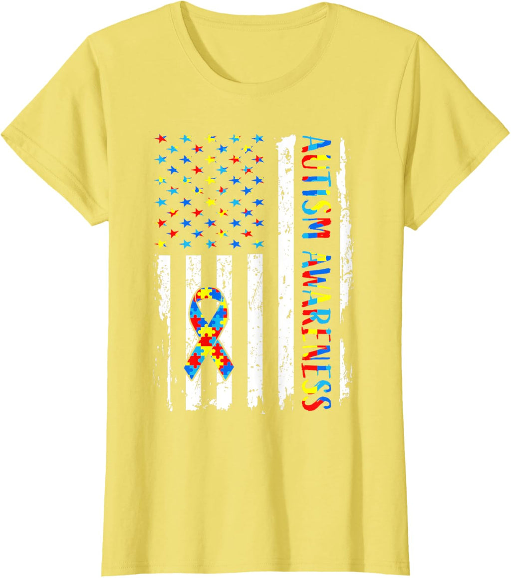 Autism Awareness Mom Dad USA flag Autistic Awareness Autism