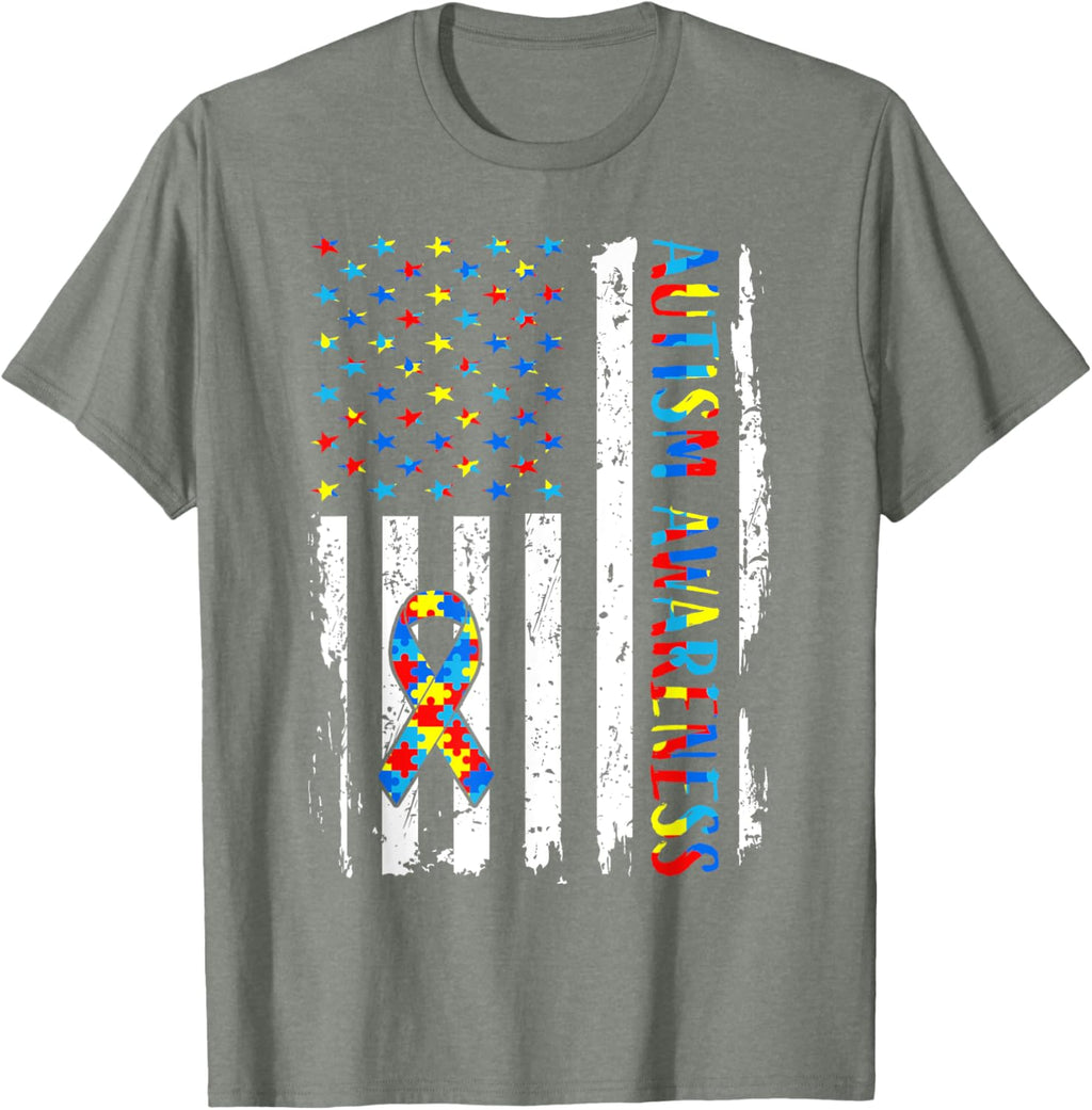 Autism Awareness Mom Dad USA flag Autistic Awareness Autism