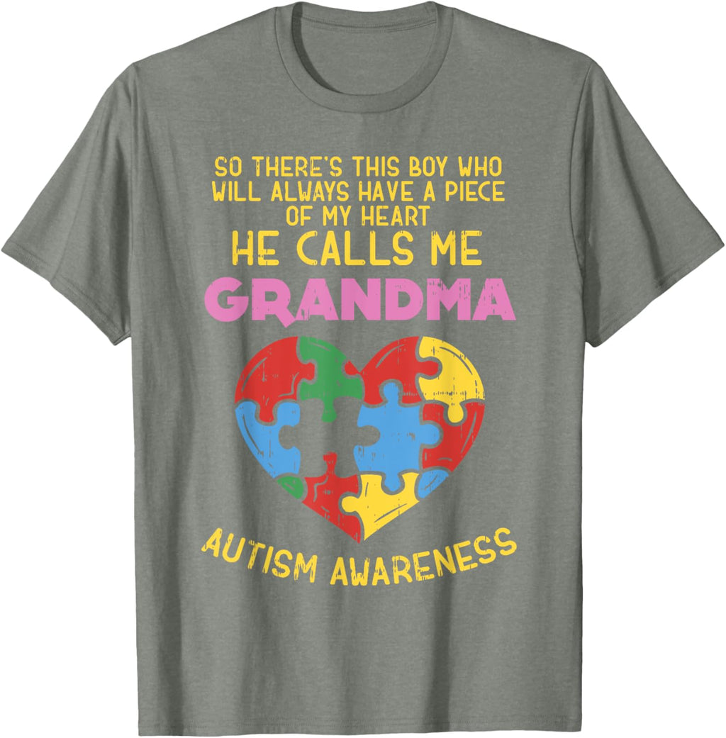 Grandma Autism Awareness Shirt Austistic Boy Piece My Heart