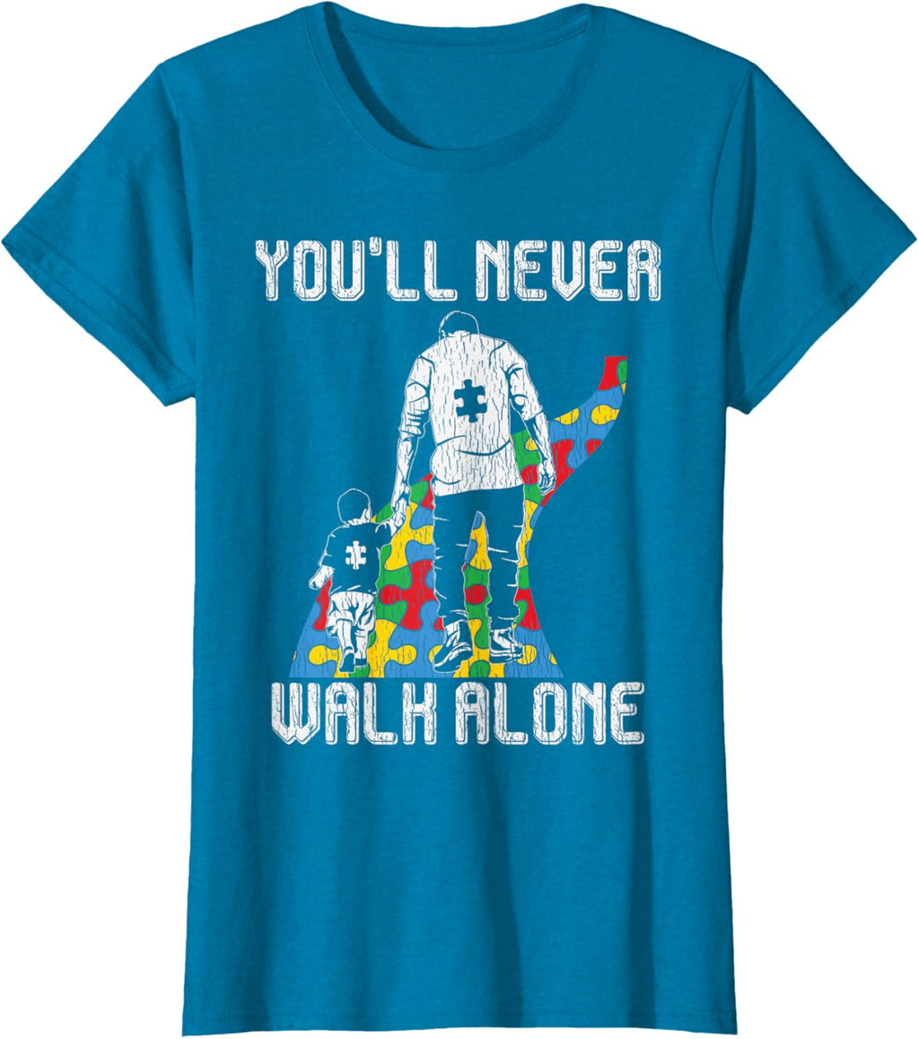 Vintage Father Son Family Autistic Kids Autism Awareness Dad