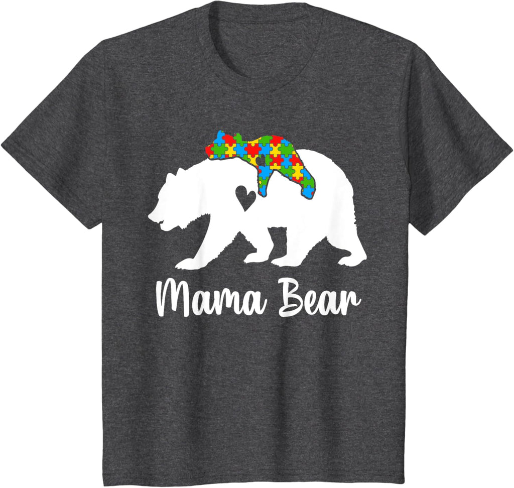 Mama Bear Love Support Autism Awareness Bear Family
