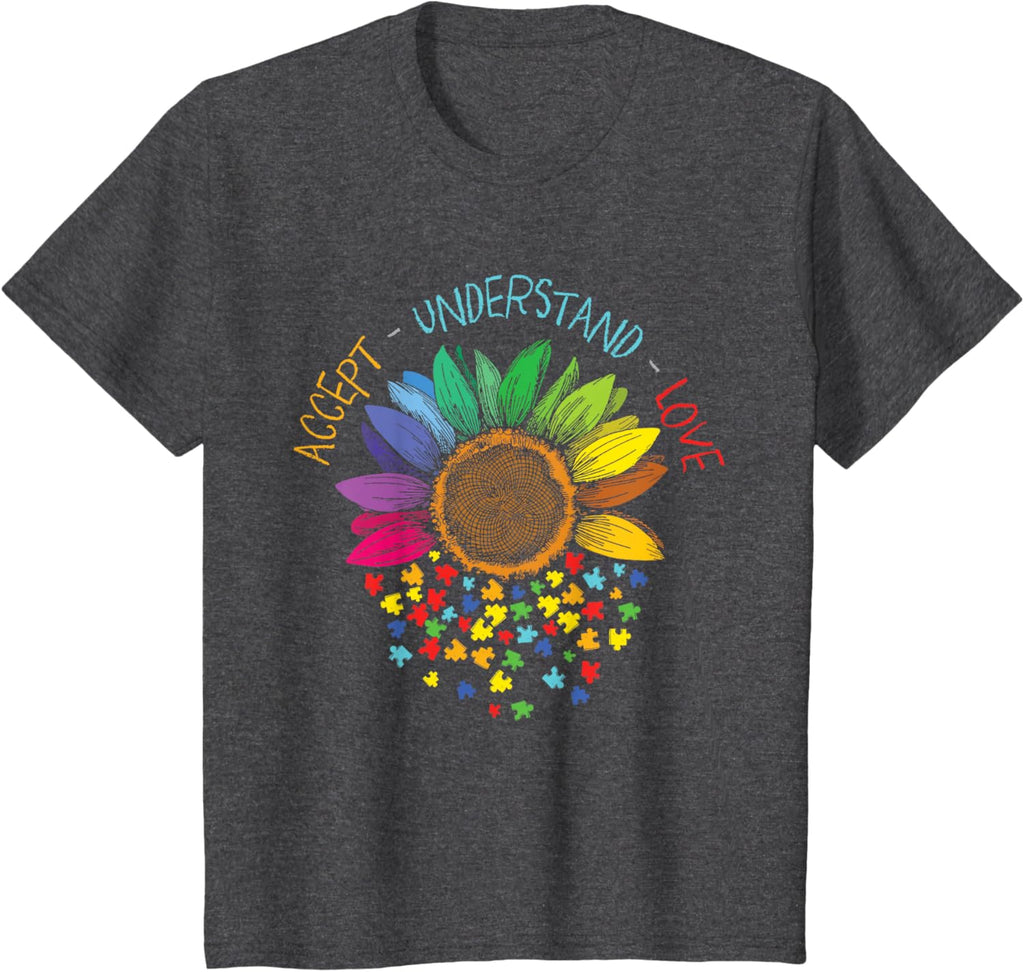 Autism Awareness Accept Understand Love ASD Rainbow Flower