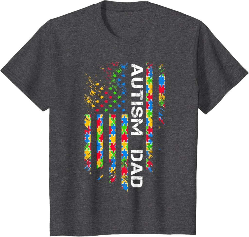 Autism Dad Awareness American Flag USA