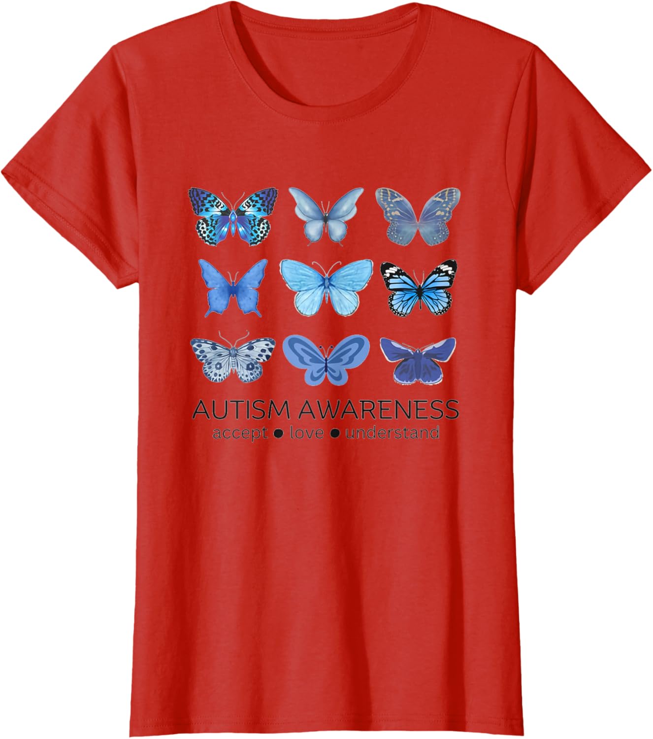 Women In April We Wear Blue Butterfly Autism Mental Health