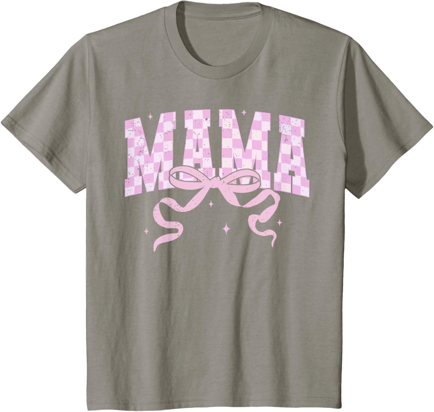 Retro Checkered Mama Coquette Mother's Day Pink Bow