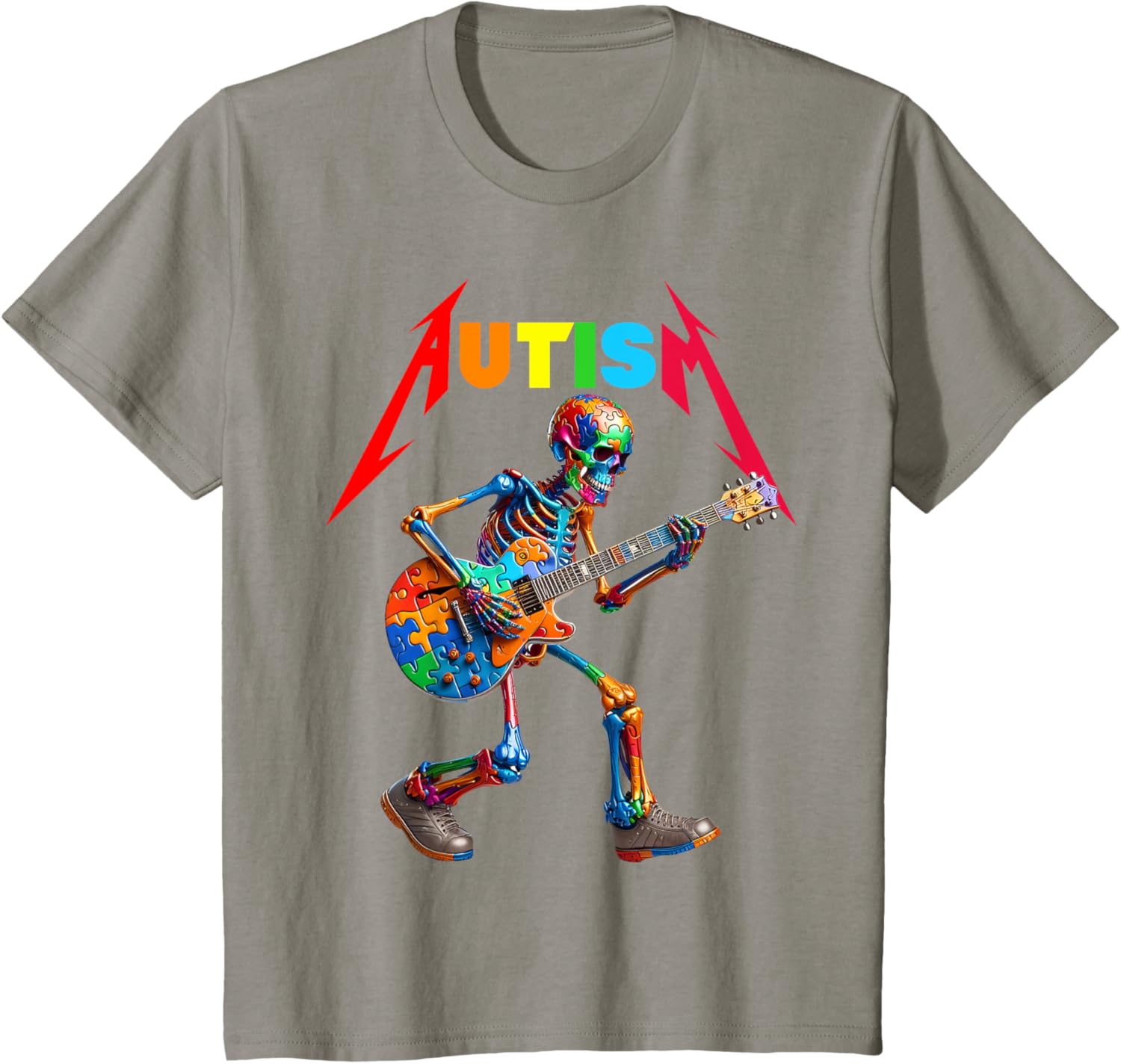 Autism Skeleton Guitar Rock Puzzle Music Autism Awareness