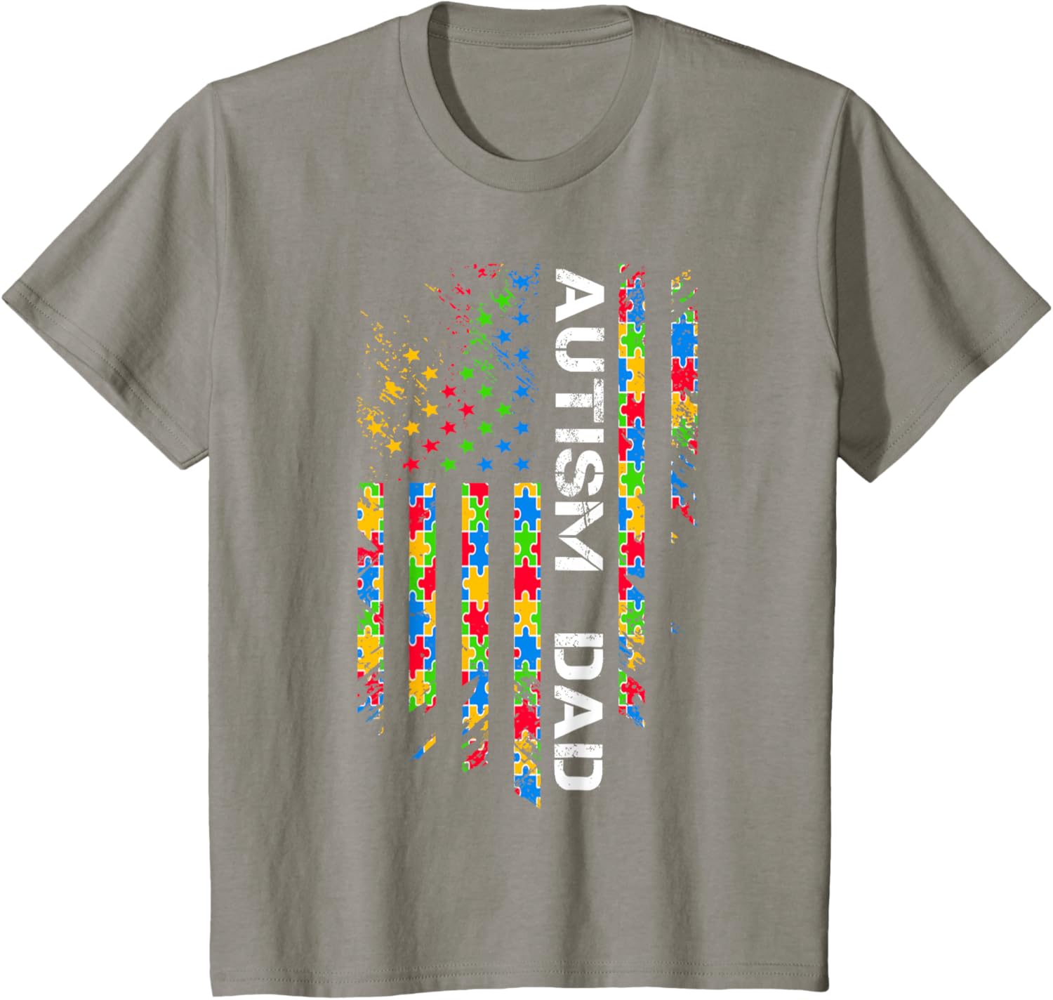 Autism Dad Awareness American Flag USA