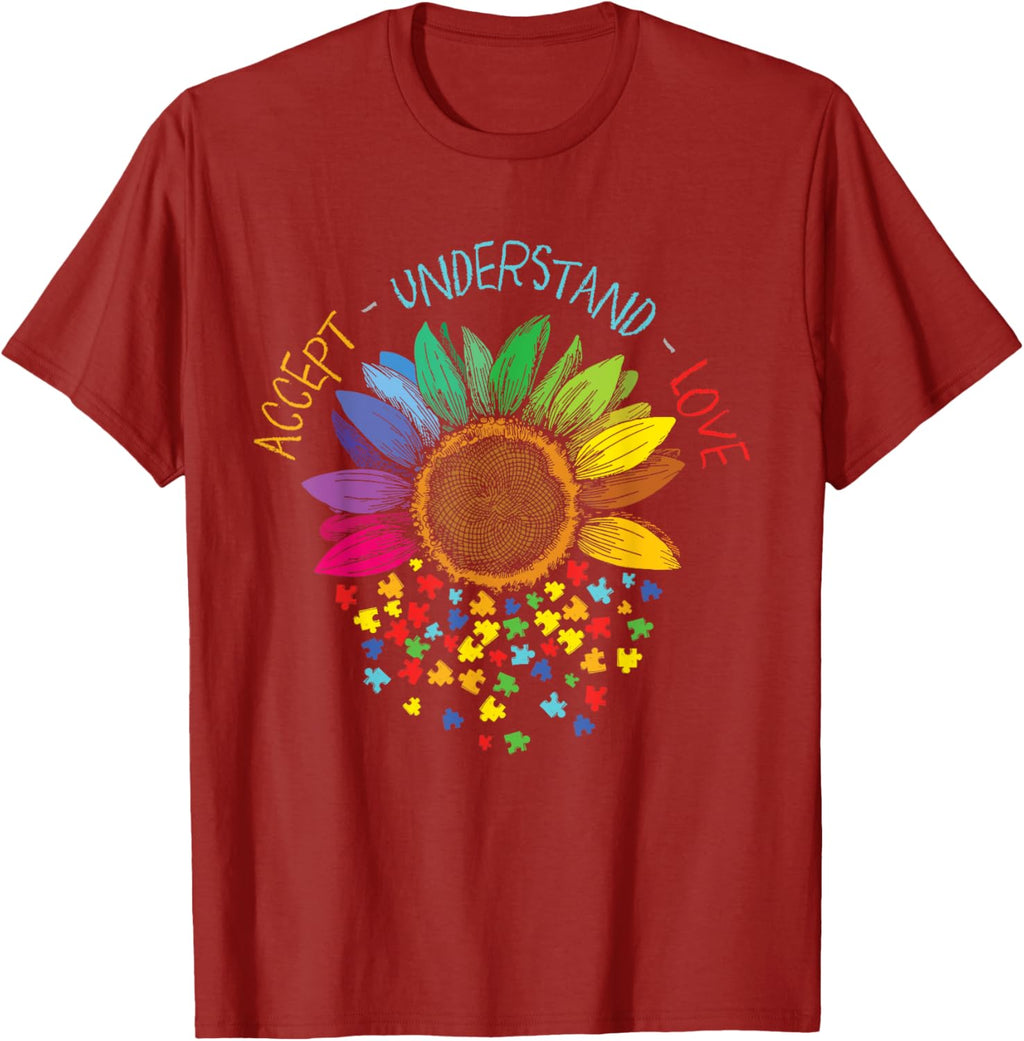 Autism Awareness Accept Understand Love ASD Rainbow Flower
