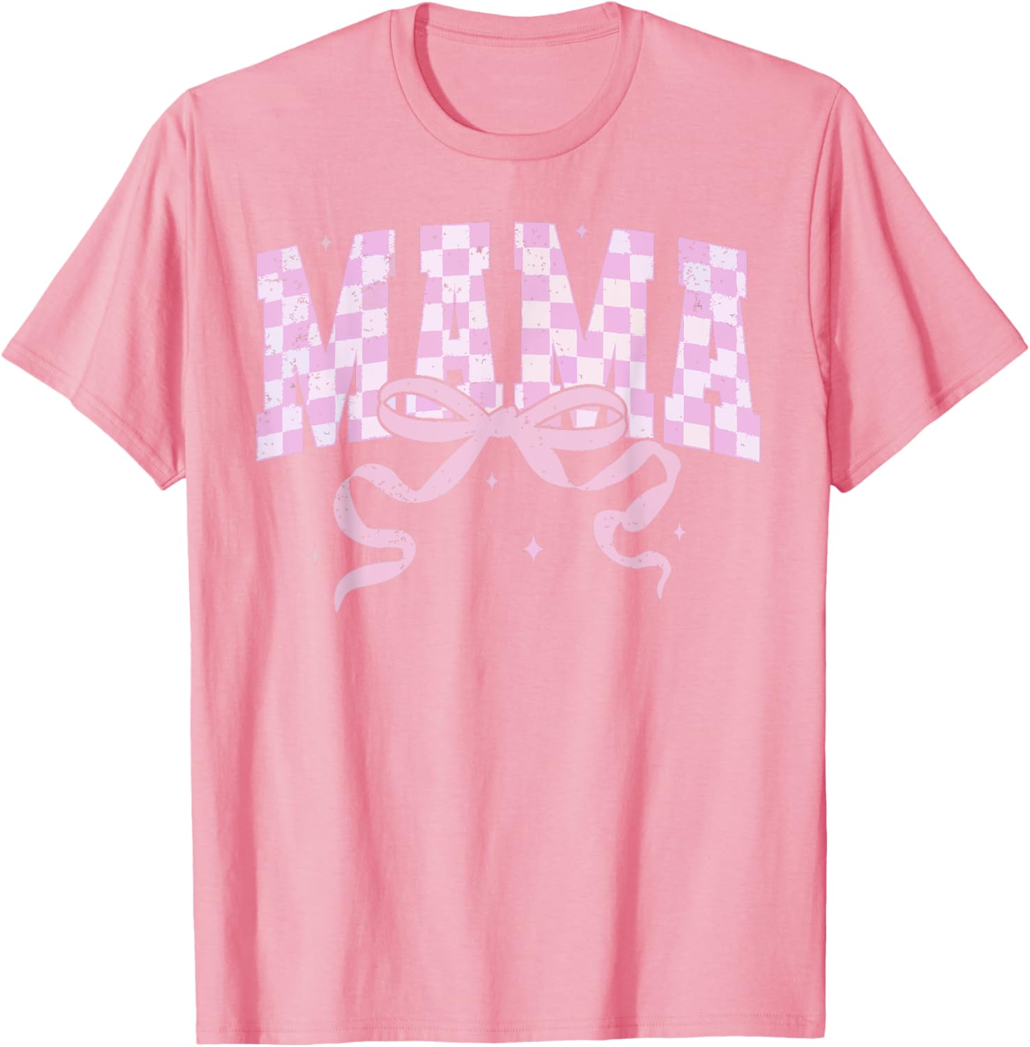 Retro Checkered Mama Coquette Mother's Day Pink Bow