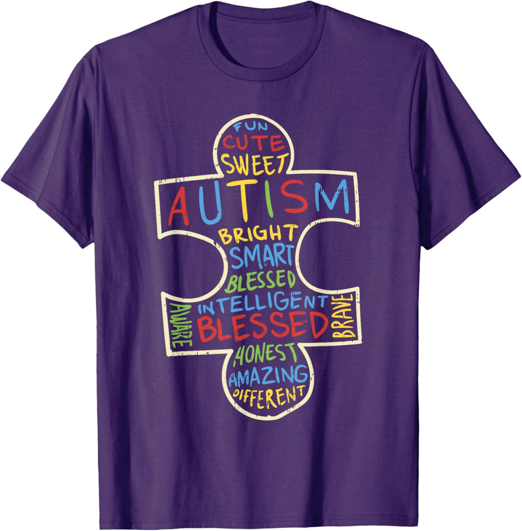 Autism Awareness Shirt Puzzle Piece Words Autistic Gift