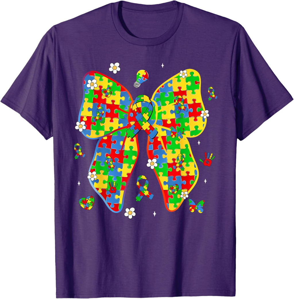 Autism Awareness Coquette Bow Puzzle Bow Women Kids Girl Boy