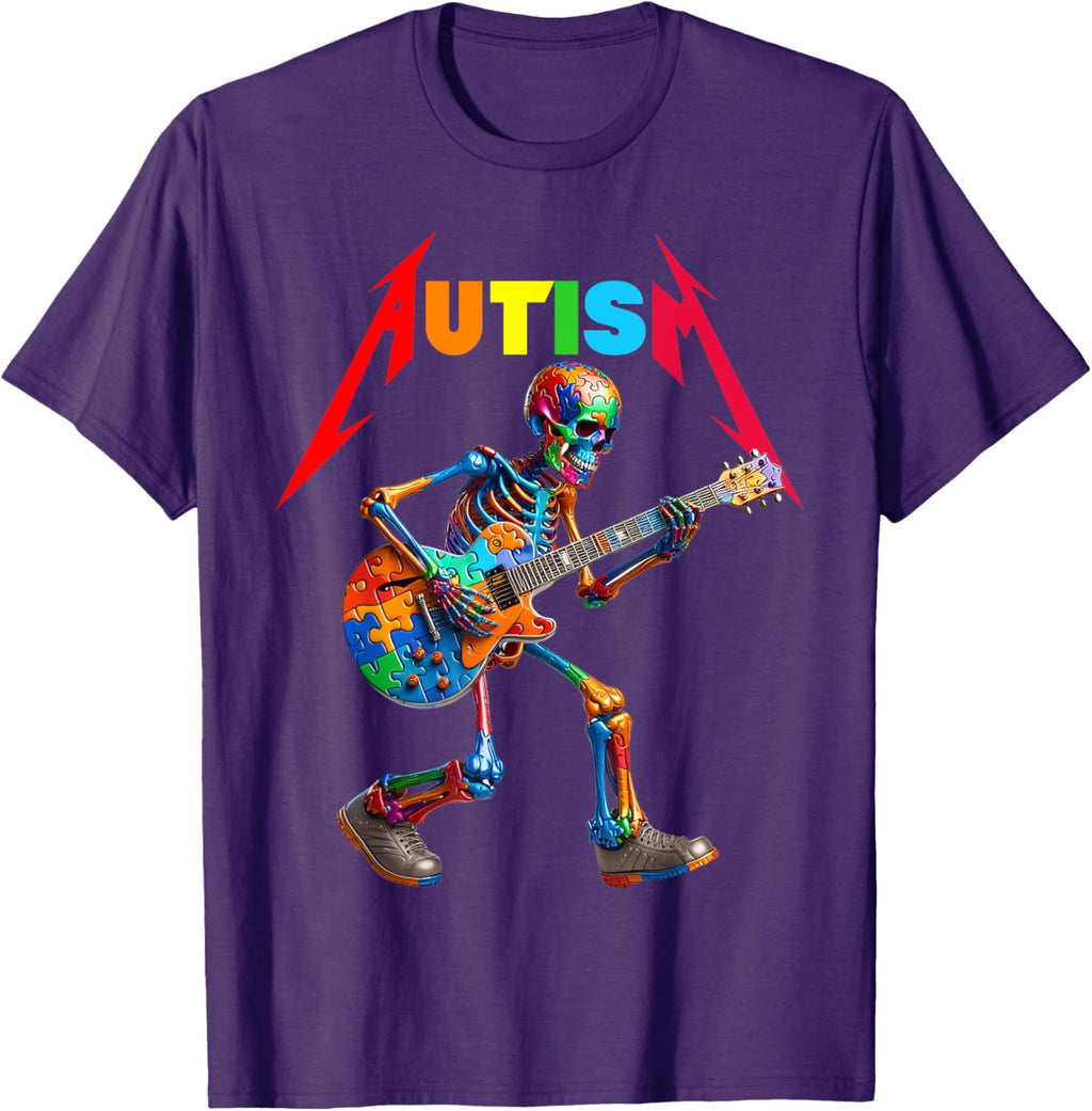 Autism Skeleton Guitar Rock Puzzle Music Autism Awareness