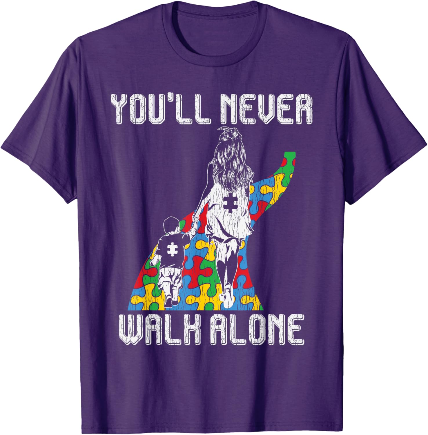 Vintage Mother Son Family Autistic Kids Autism Awareness Mom